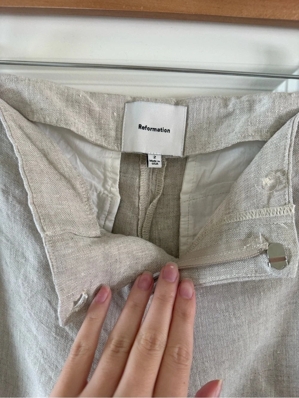 Reformation Vida Linen Pants in Oat - Petite Size 0 fit - SEE DESCRIPTION
